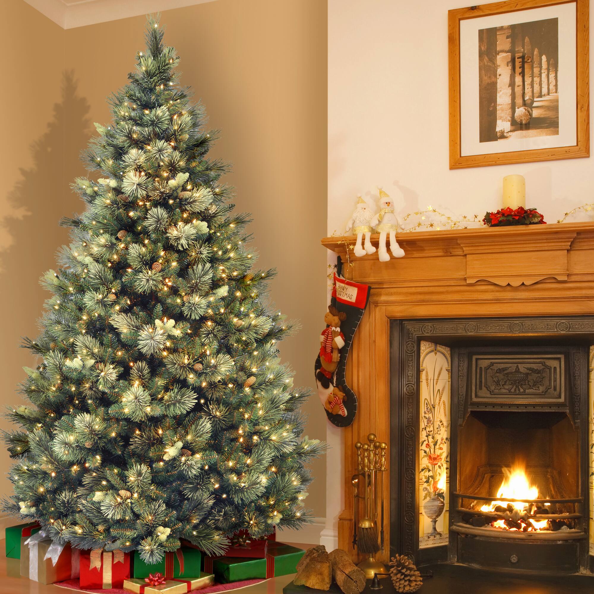 7.5ft. Pre-Lit Carolina Pine Artificial Christmas Tree, Clear Lights